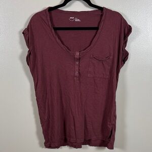 Aerie Oversized Women's Short Sleeve Top in Burgundy